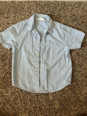 H&M Light Blue & White Striped Short-Sleeve Button-Up Shirt